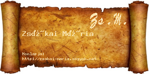 Zsákai Mária névjegykártya